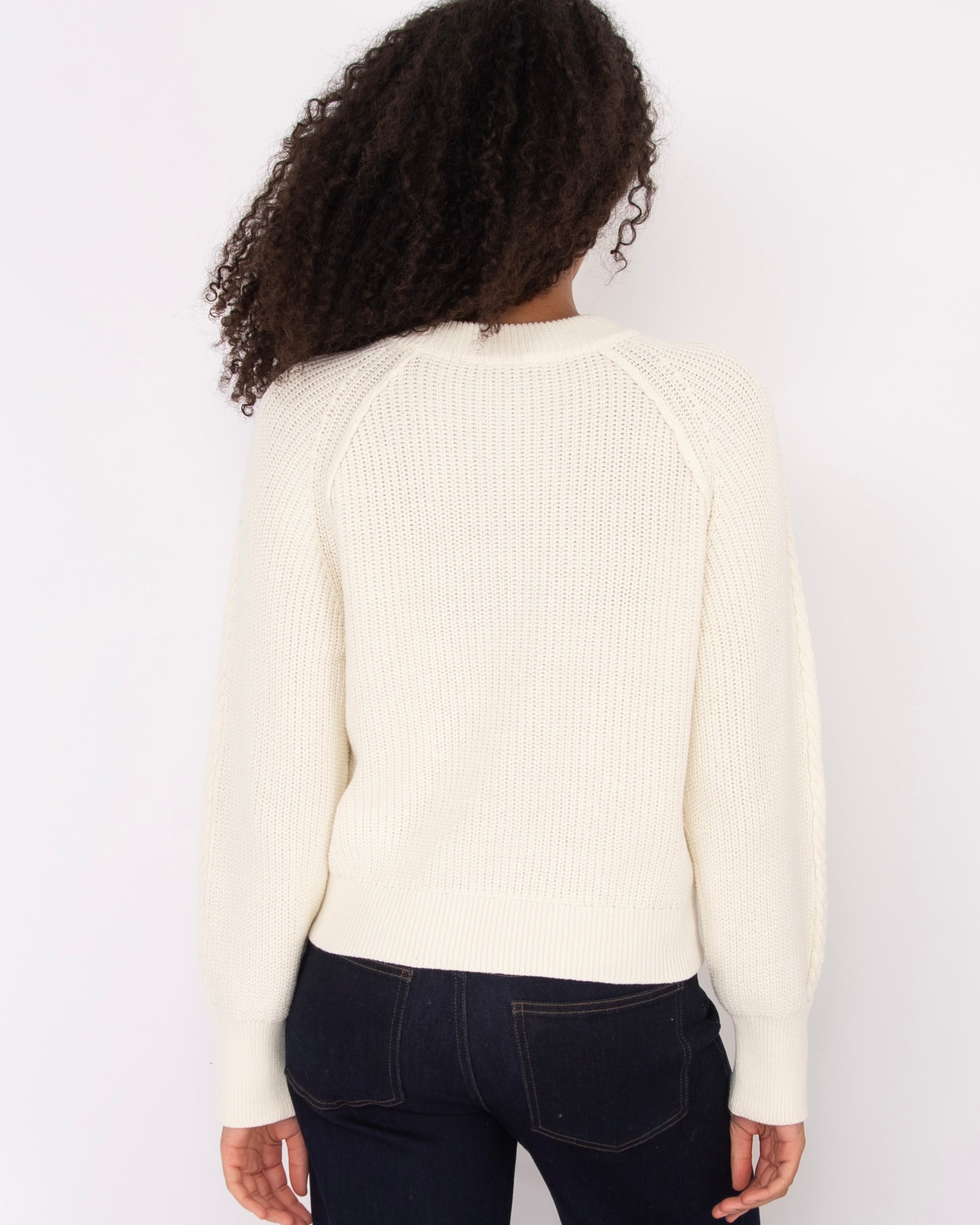 VAIGA LONG RAGLAN SLEEVE CREW NECK PULLOVER - WINTER WHITE