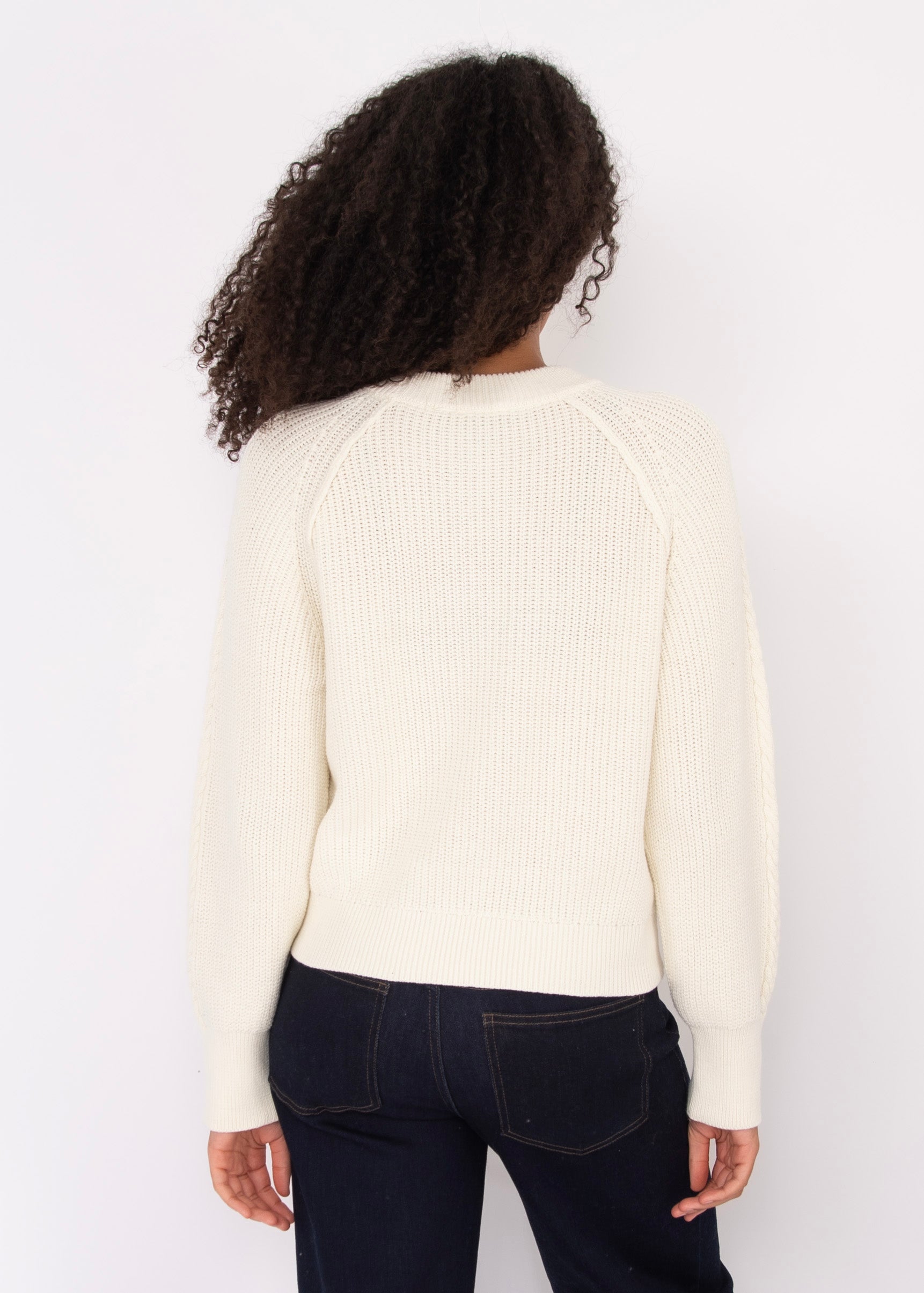 VAIGA LONG RAGLAN SLEEVE CREW NECK PULLOVER - WINTER WHITE
