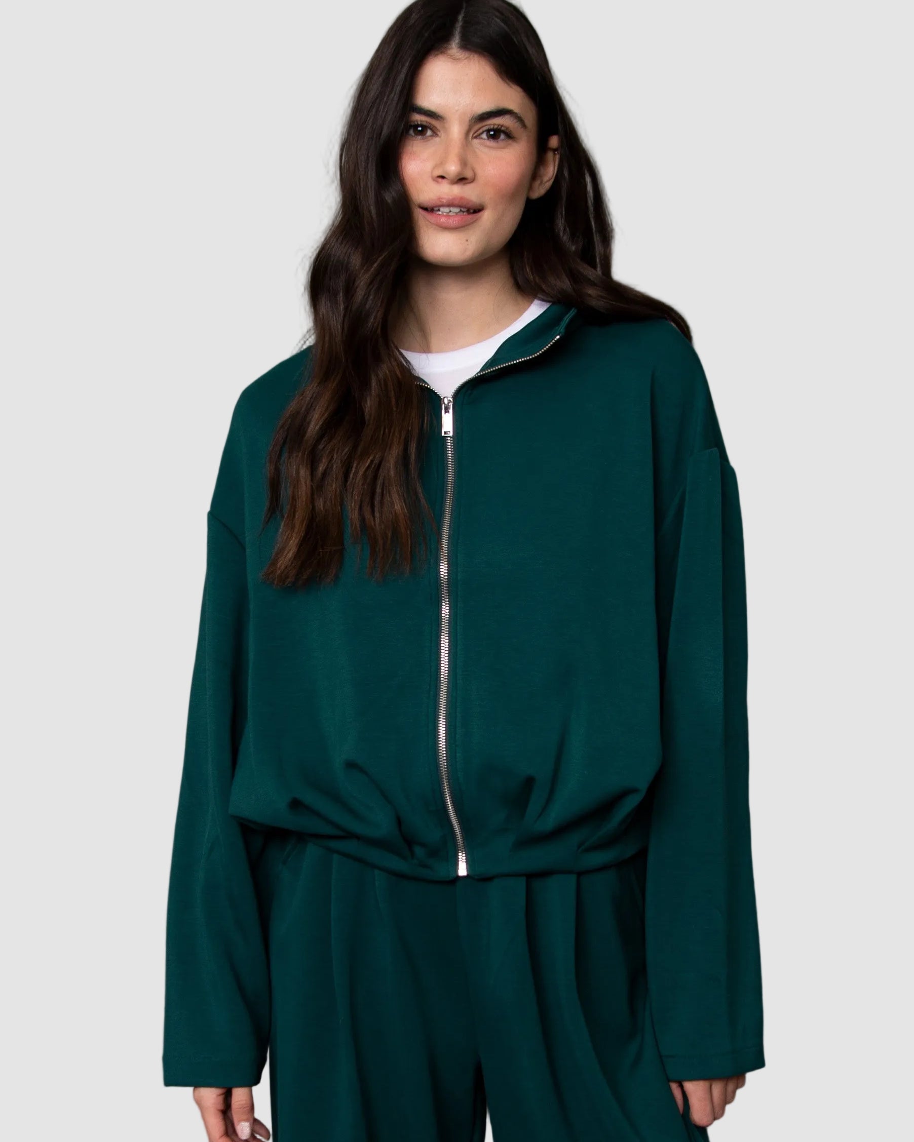 MIDORA SOFT KNIT FULL ZIP - DARK GREEN