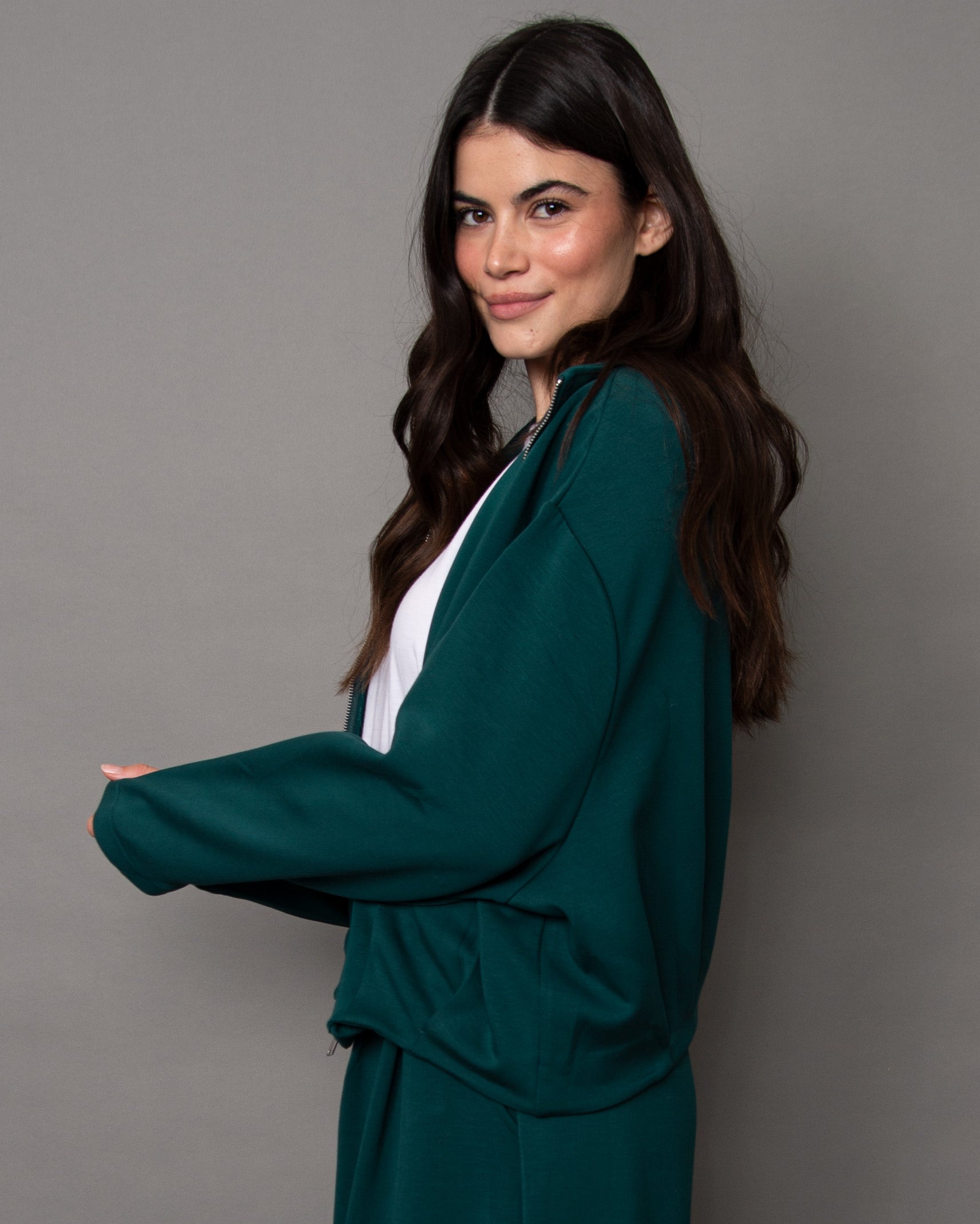MIDORA SOFT KNIT FULL ZIP - DARK GREEN