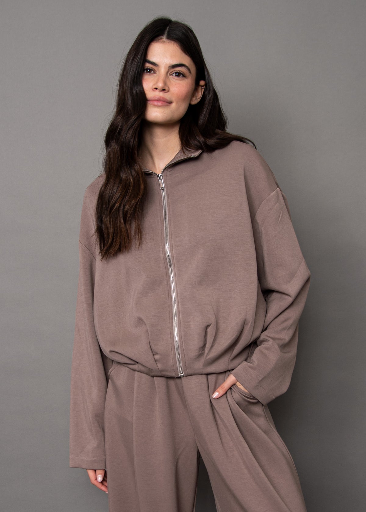MIDORA SOFT KNIT FULL ZIP - MOON ROCK