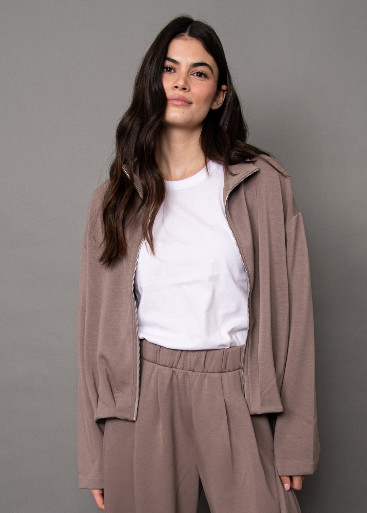 MIDORA SOFT KNIT FULL ZIP - MOON ROCK