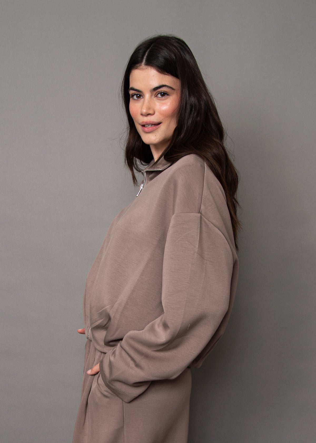 MIDORA SOFT KNIT FULL ZIP - MOON ROCK