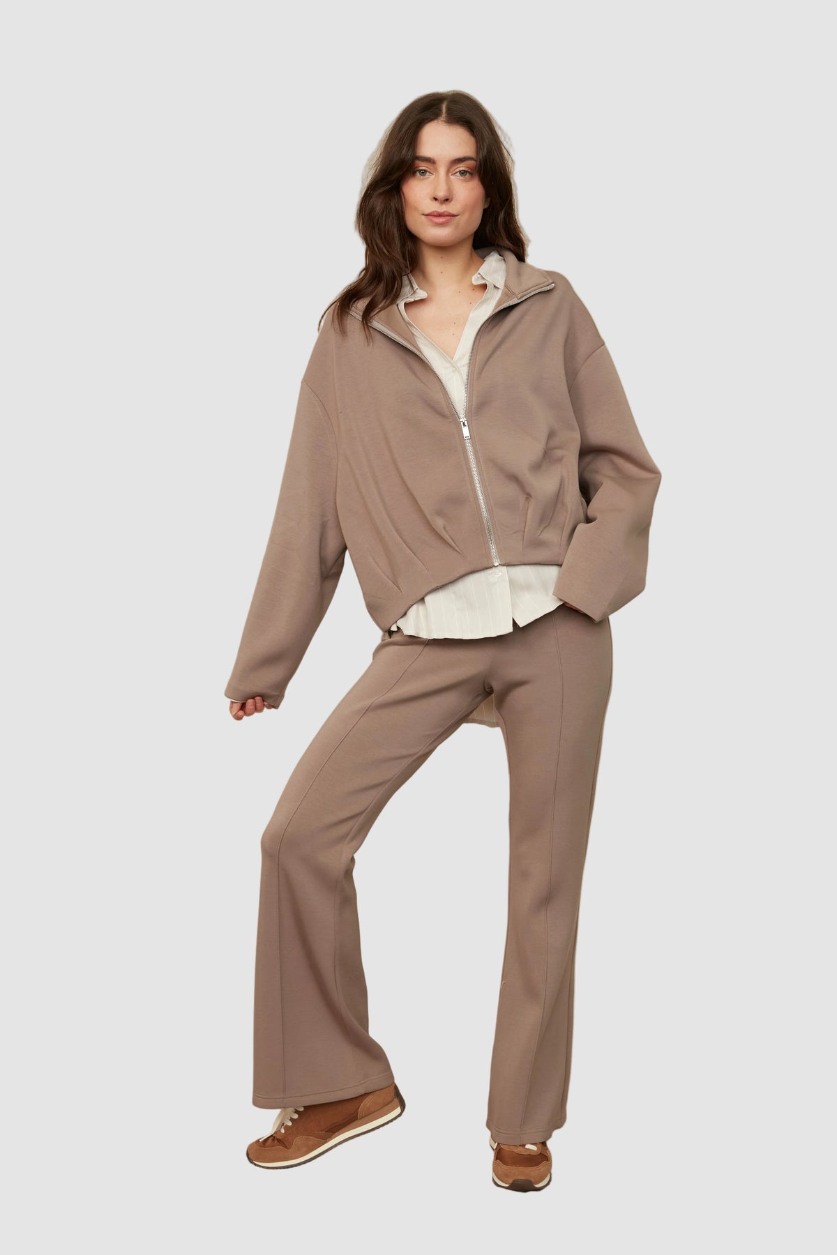 FLAMME SIGNATURE SOFT KNIT PULL ON PANT - MOON ROCK