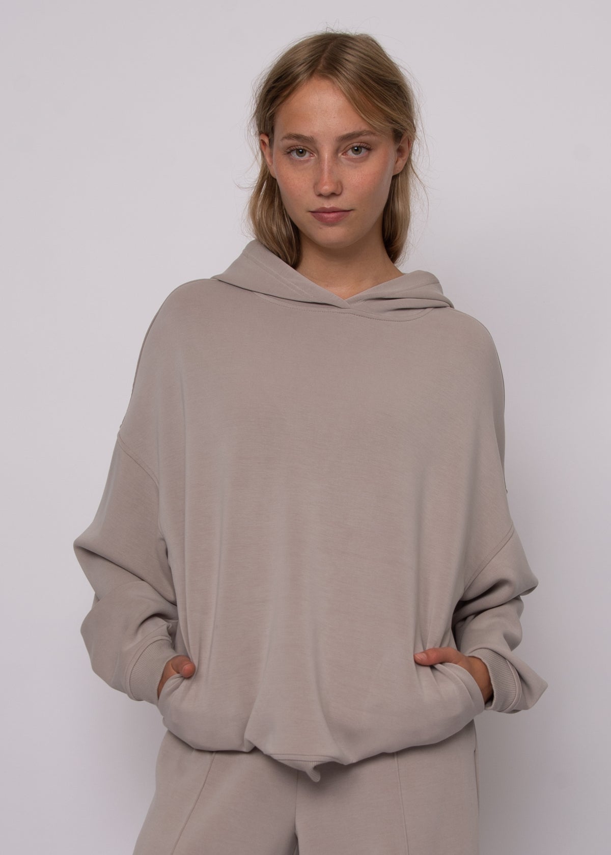 HALANA SOFT KNIT LS HOODIE - BIRCH