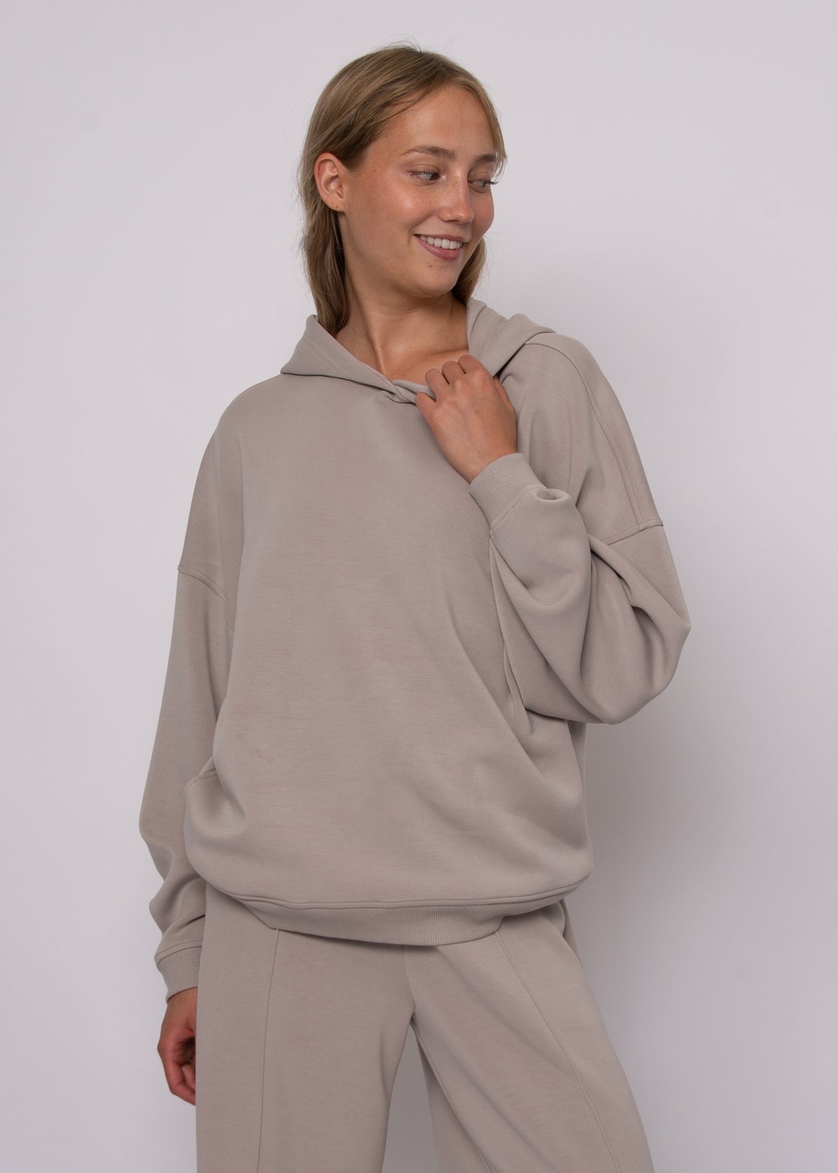 HALANA SOFT KNIT LS HOODIE - BIRCH