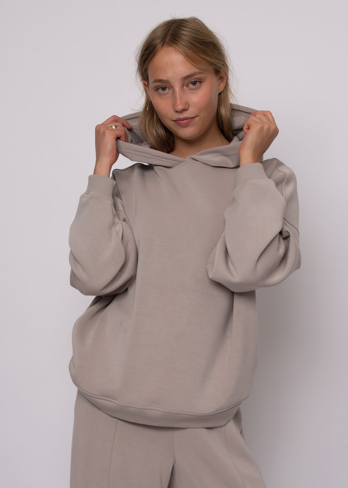 HALANA SOFT KNIT LS HOODIE - BIRCH
