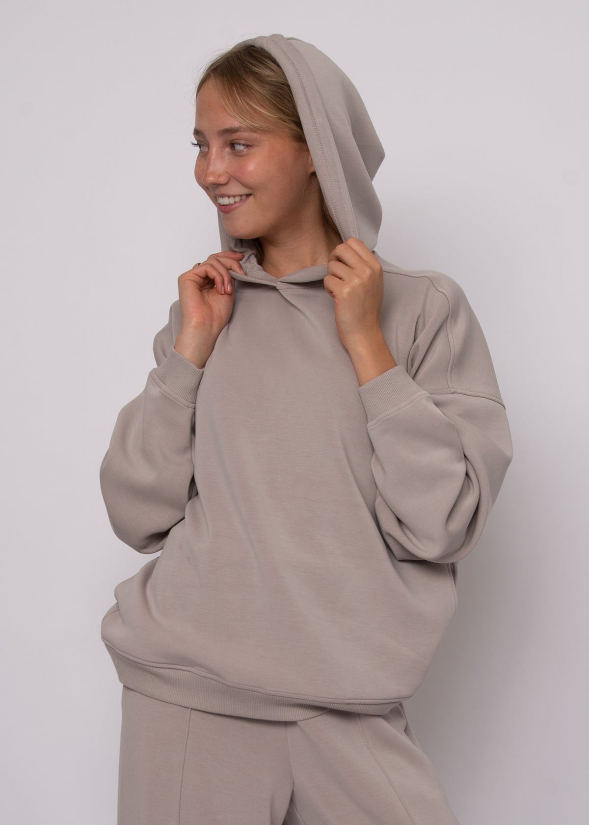HALANA SOFT KNIT LS HOODIE - BIRCH