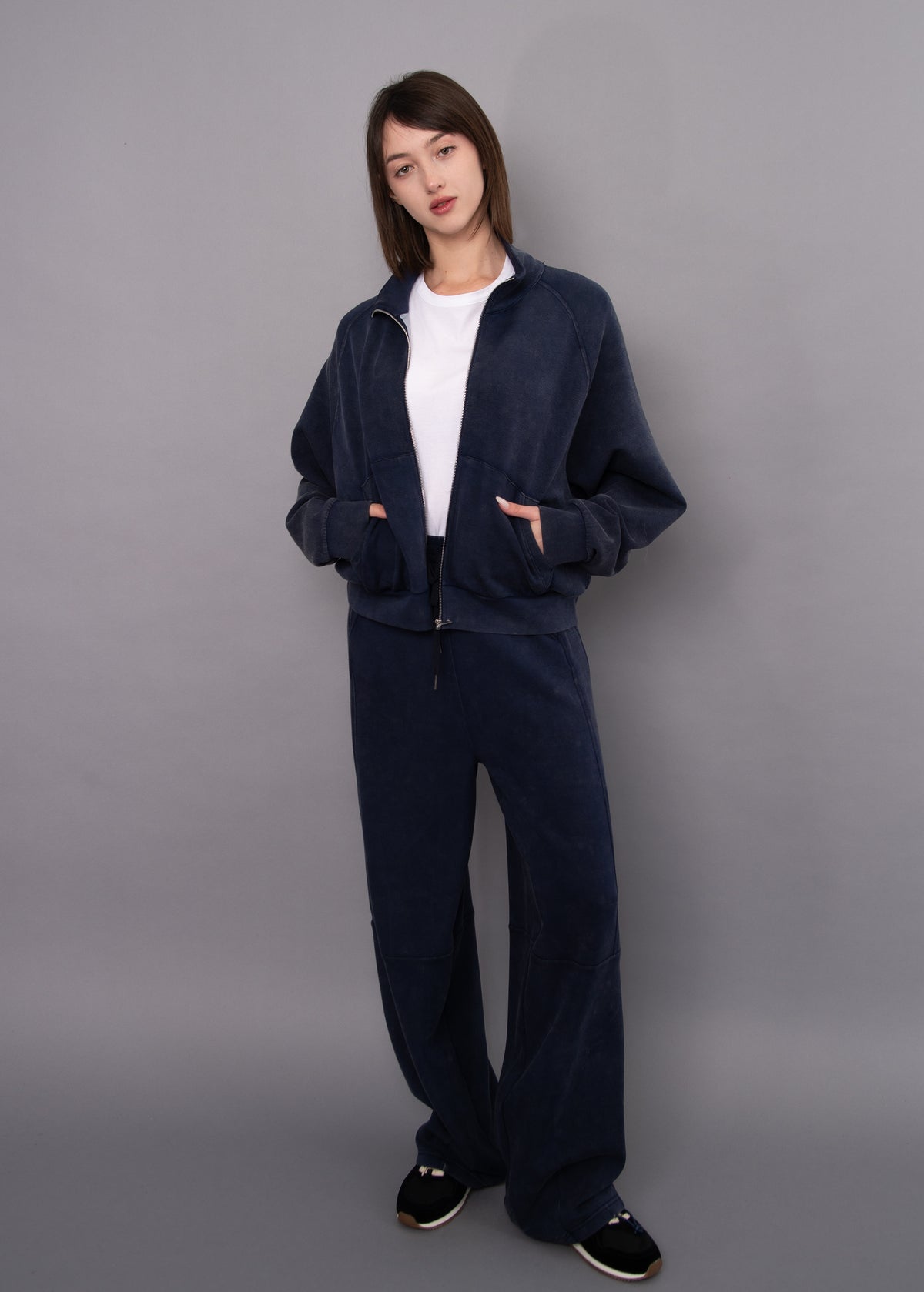 MILLIE WASHED SOFT KNIT FULL ZIP - TRUE NAVY