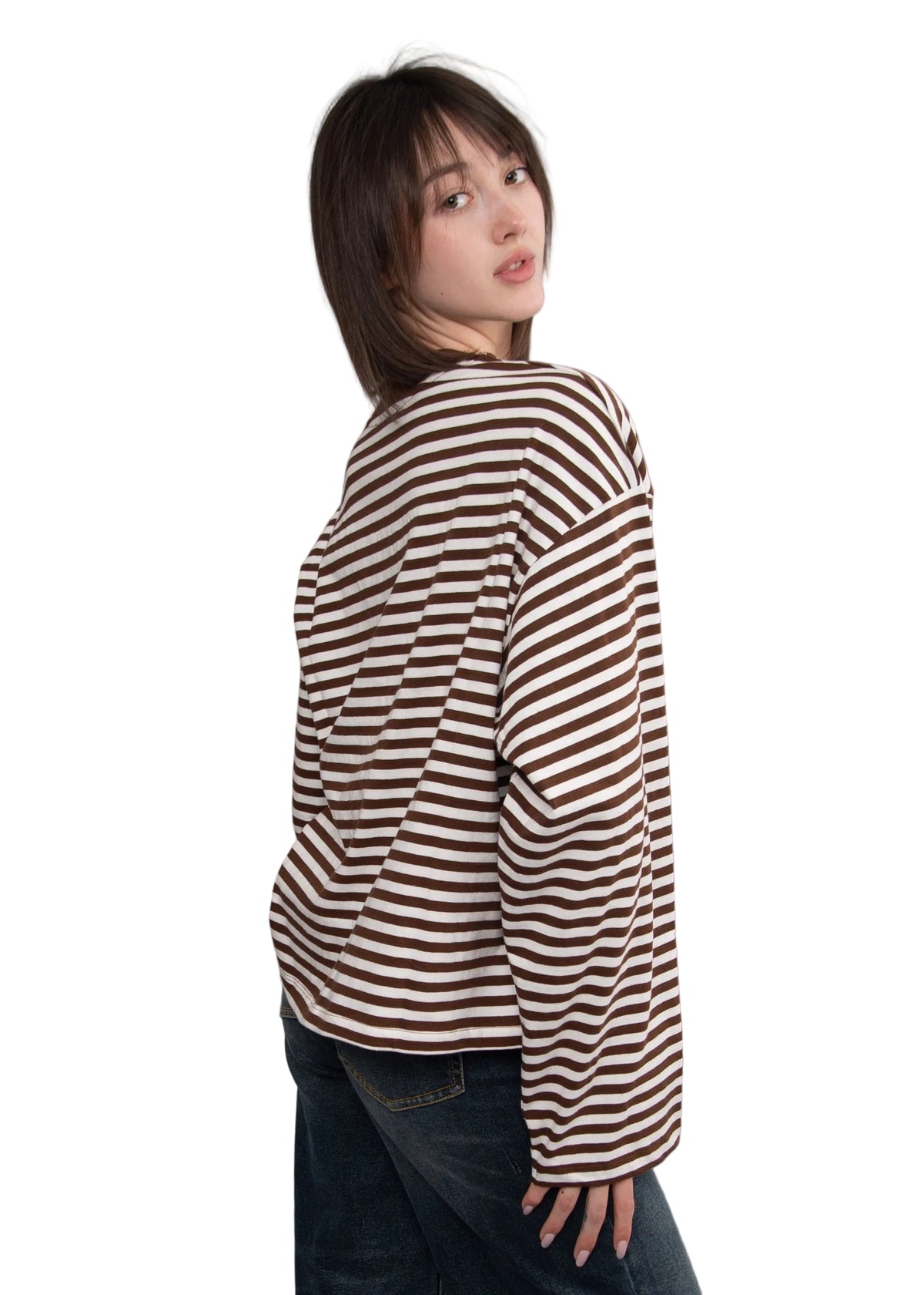 REGGI STRIPED LONG SLEEVE - CHOCOLATE