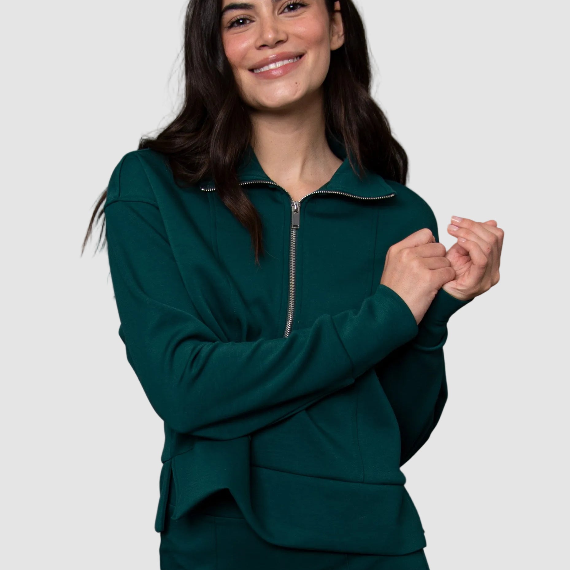 MAYURA SOFT KNIT HALF ZIP PULLOVER - DARK GREEN