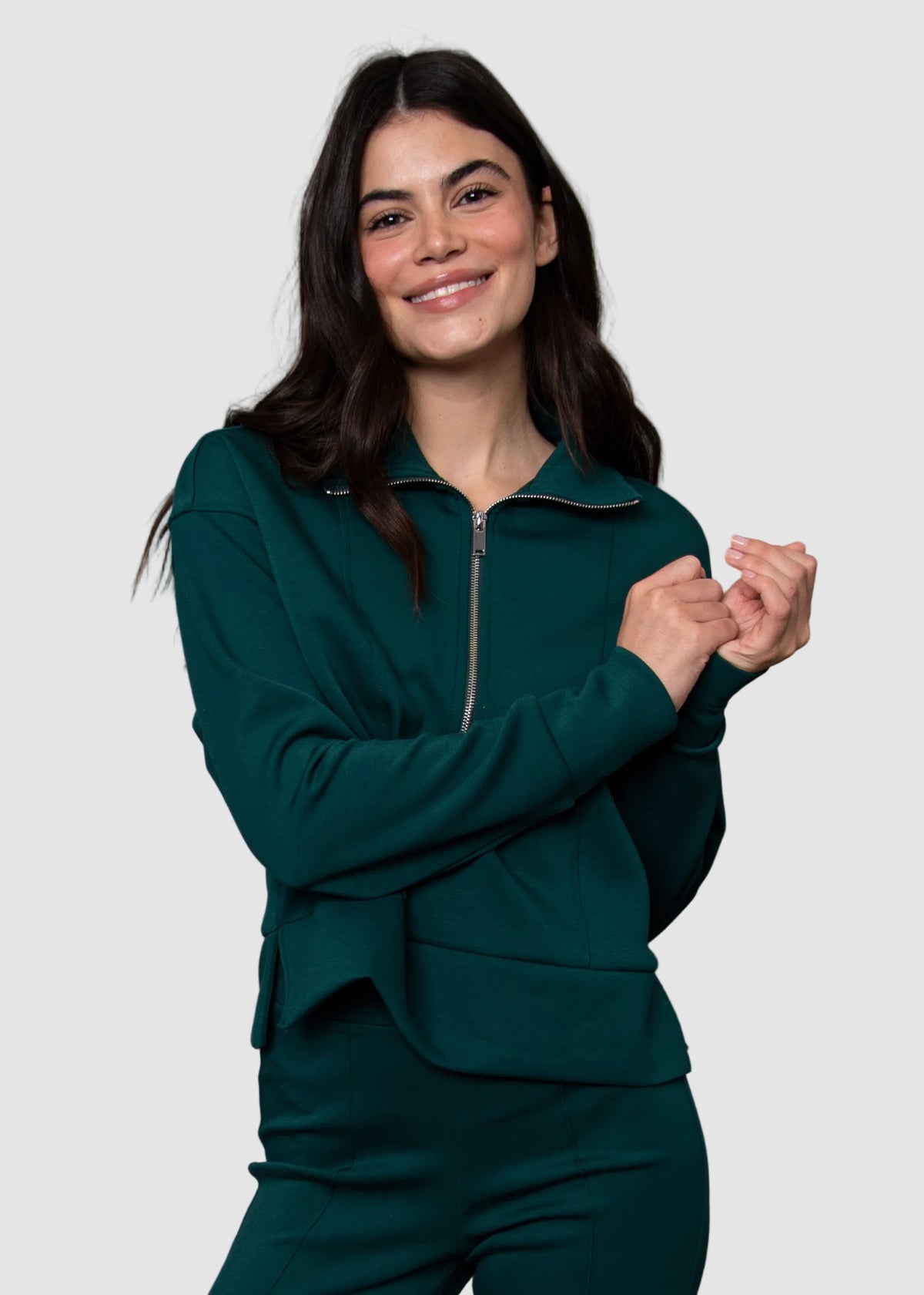 MAYURA SOFT KNIT HALF ZIP PULLOVER - DARK GREEN