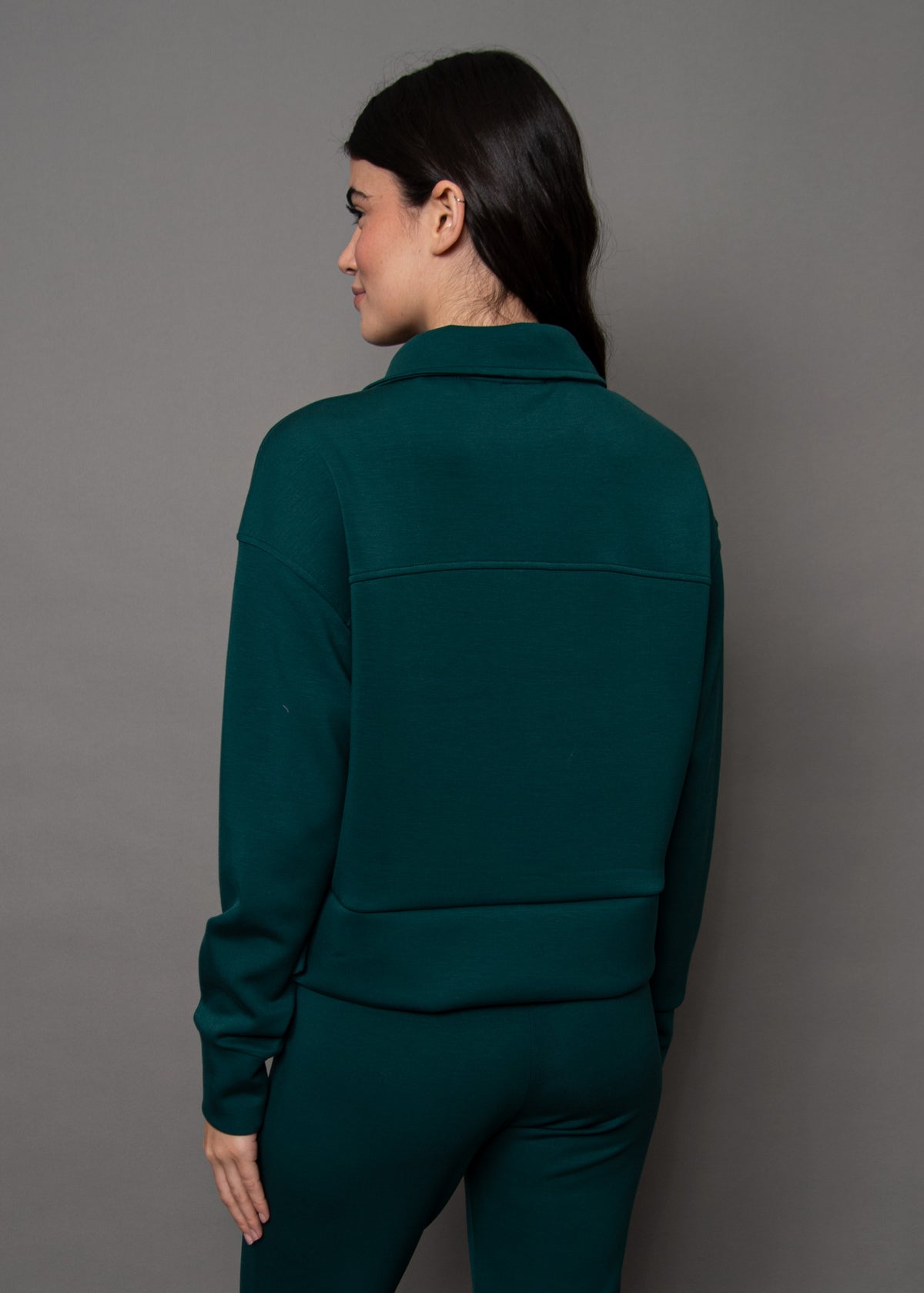 MAYURA SOFT KNIT HALF ZIP PULLOVER - DARK GREEN