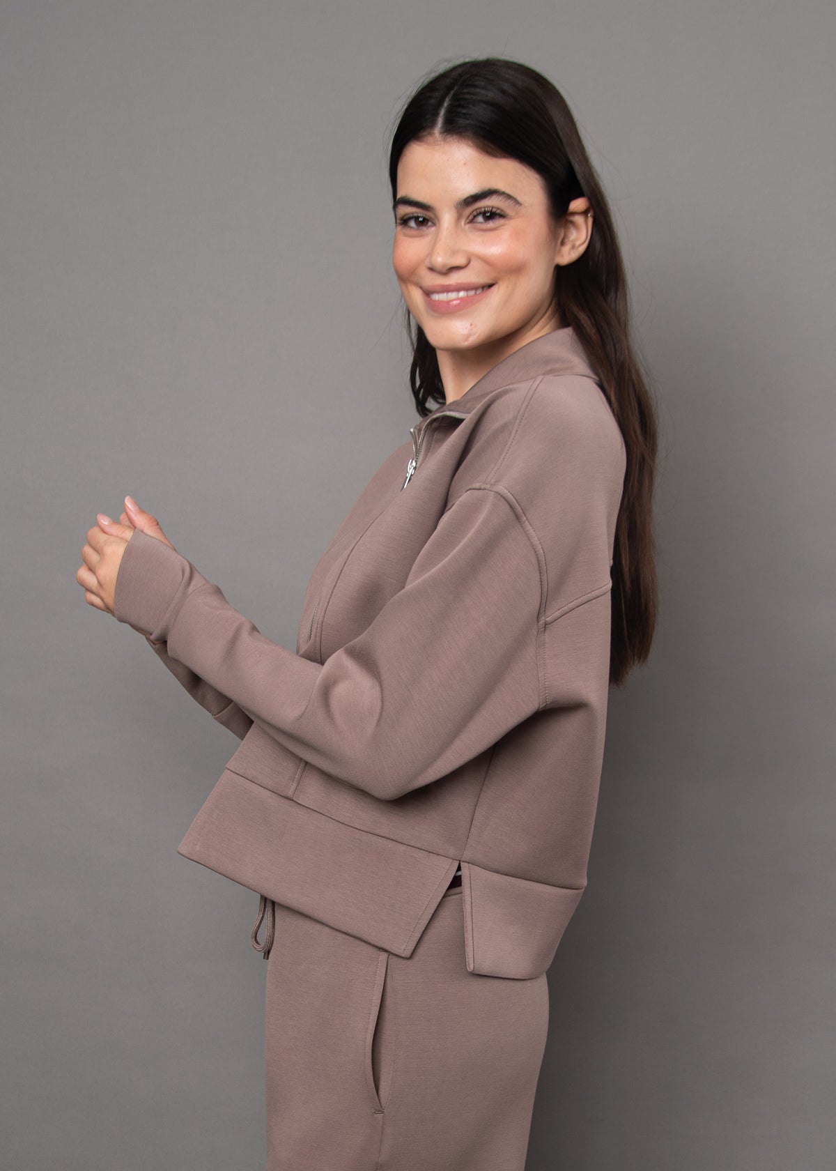 MAYURA SOFT KNIT HALF ZIP PULLOVER - MOON ROCK