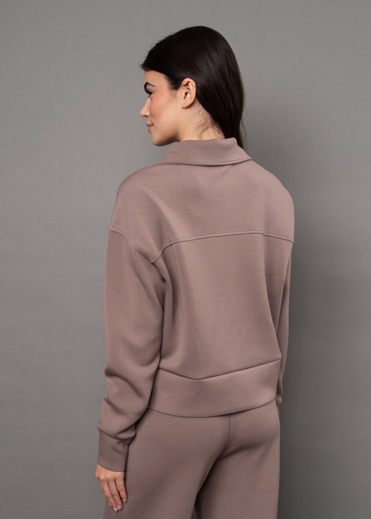 MAYURA SOFT KNIT HALF ZIP PULLOVER - MOON ROCK