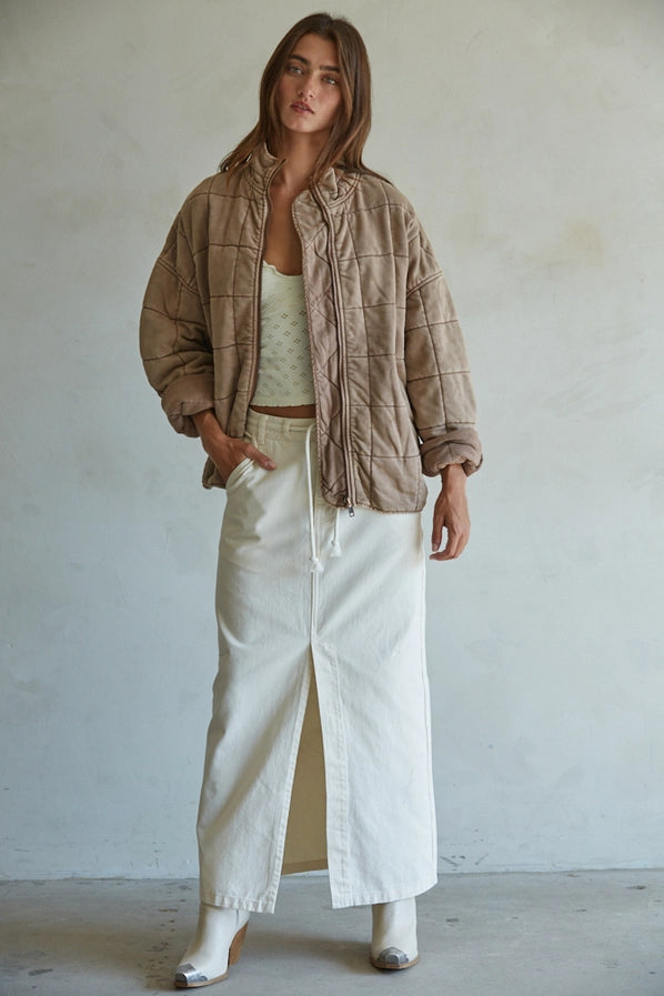 IT'S ALL GOOD QUILTED JACKET - ROSE TAUPE