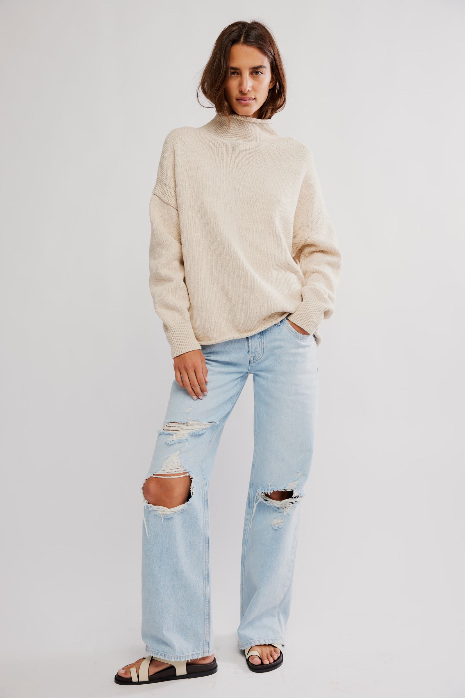 FREE PEOPLE TORRES ROLL NECK - SUGAR SWIZZLE