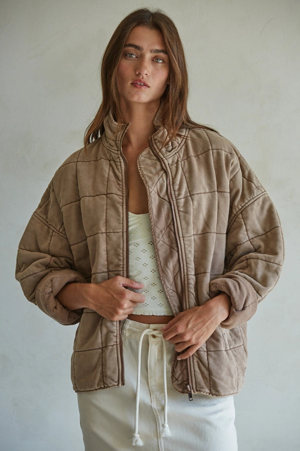 IT'S ALL GOOD QUILTED JACKET - ROSE TAUPE