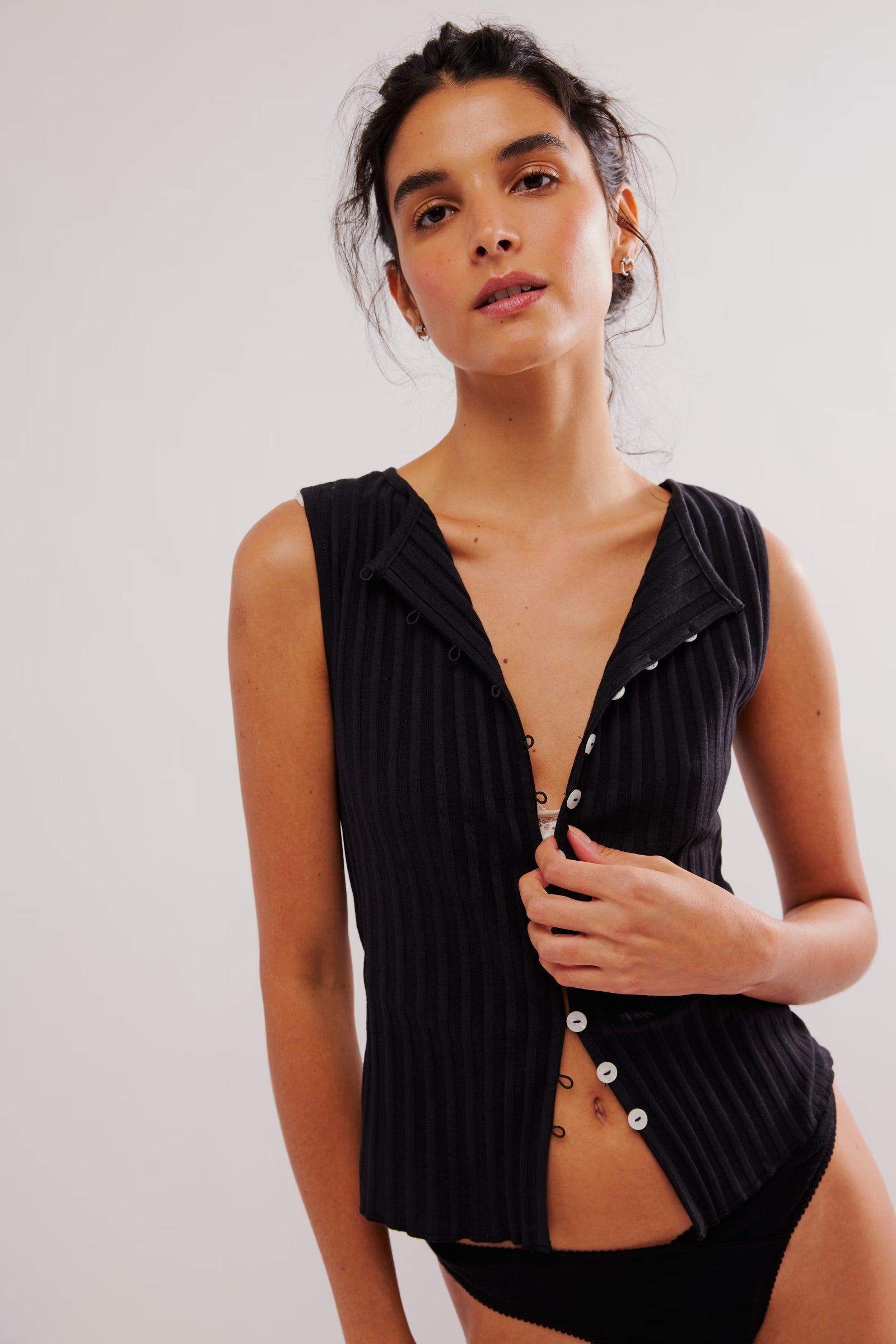 FREE PEOPLE TILLY VEST - BLACK
