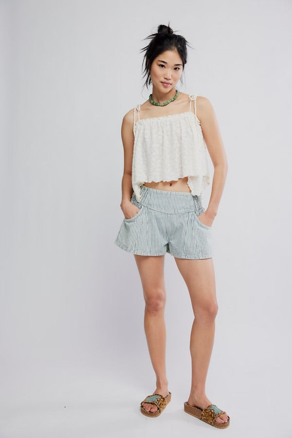 FREE PEOPLE LUNA PULL ON PRINTED SHORT - RAILROAD STRIPE