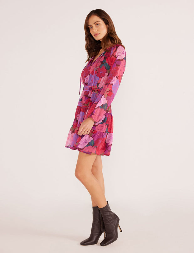 LEXIE LONG SLEEVE MINI DRESS - FLORAL BLOOMS