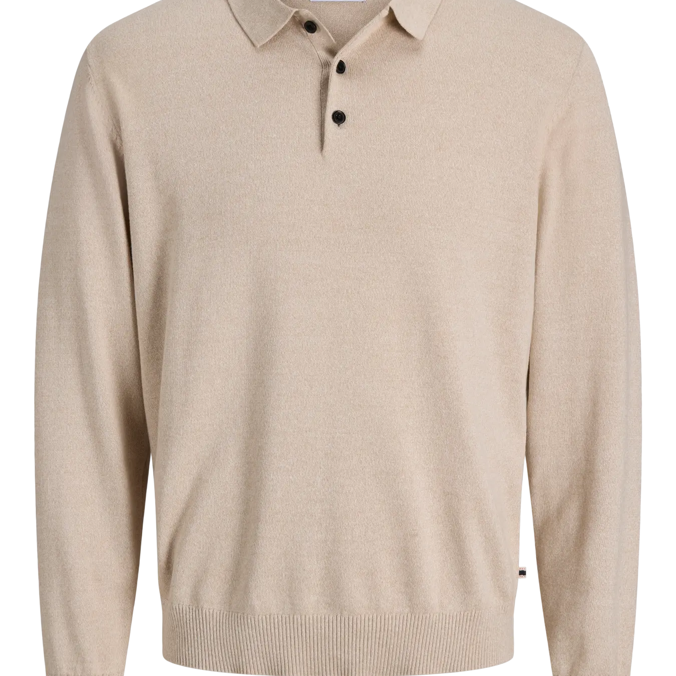 JJ BASIC KNIT LS POLO - MOONBEAM