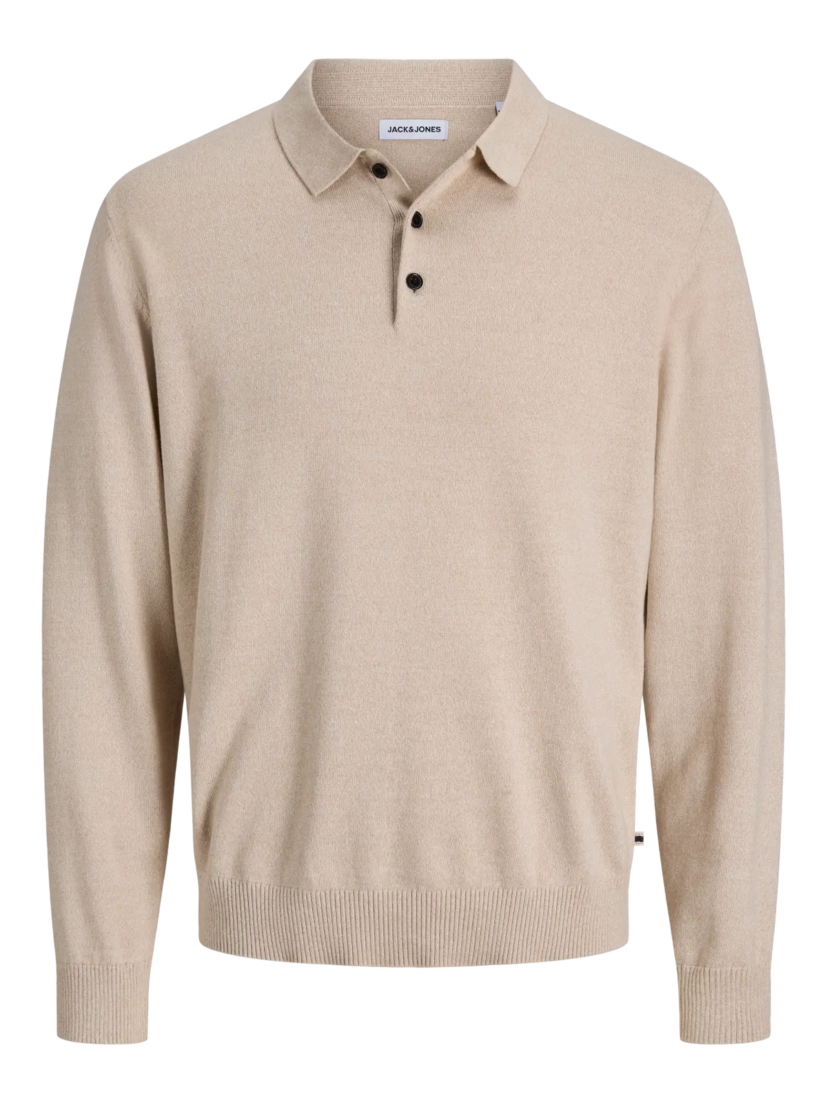 JJ BASIC KNIT LS POLO - MOONBEAM