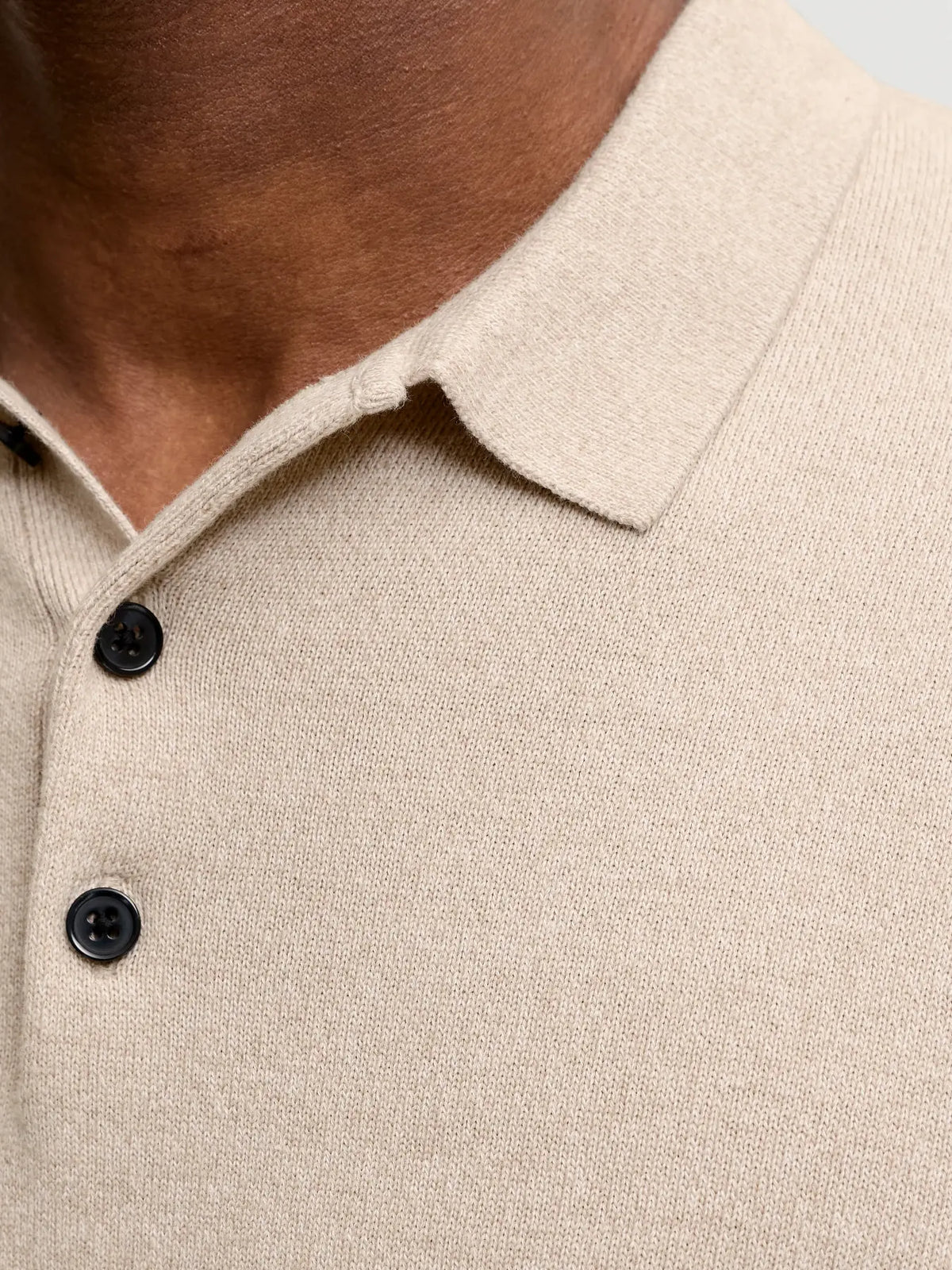JJ BASIC KNIT LS POLO - MOONBEAM