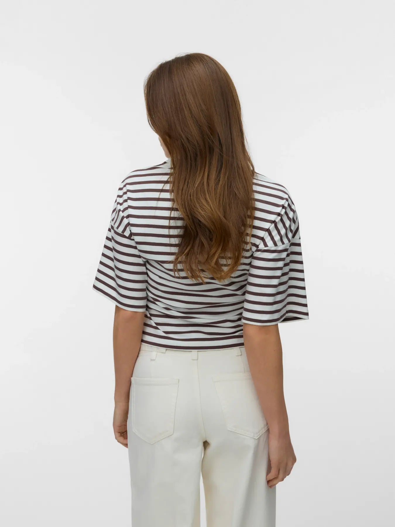 VM KIARA 2/4 SLEEVE TEE - SNOW WHITE STRIPES
