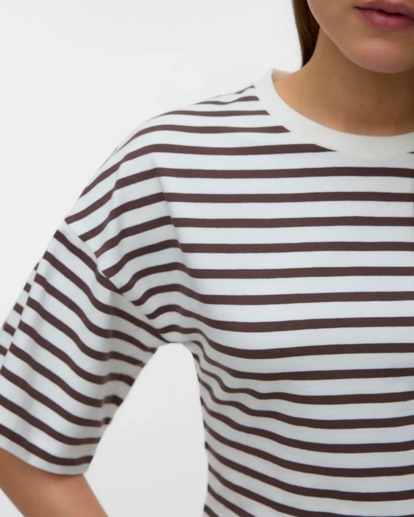 VM KIARA 2/4 SLEEVE TEE - SNOW WHITE STRIPES