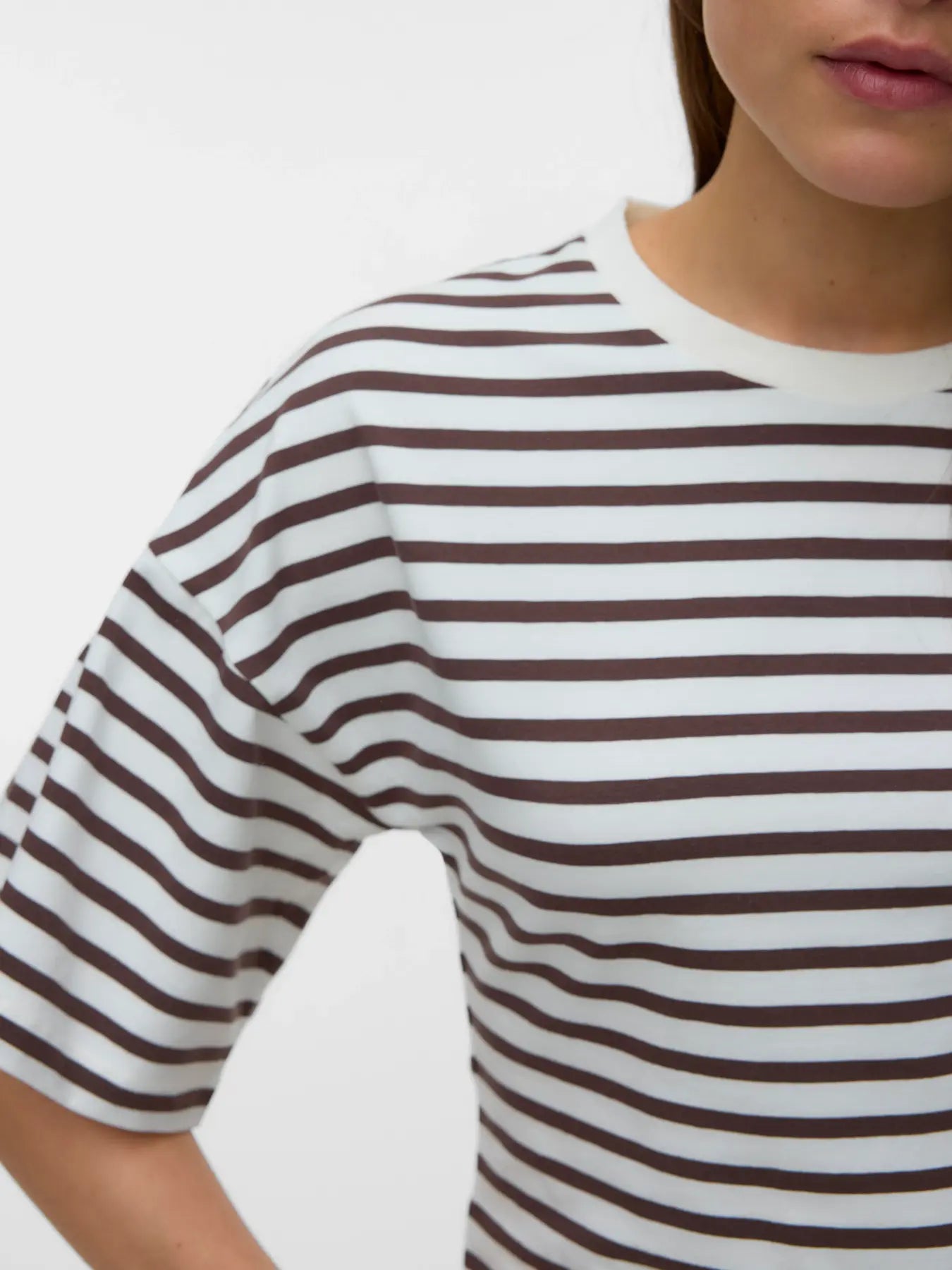 VM KIARA 2/4 SLEEVE TEE - SNOW WHITE STRIPES