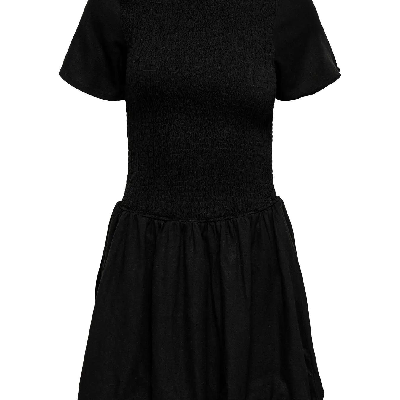 ONLY GOA LINEN BALLOON DRESS - BLACK