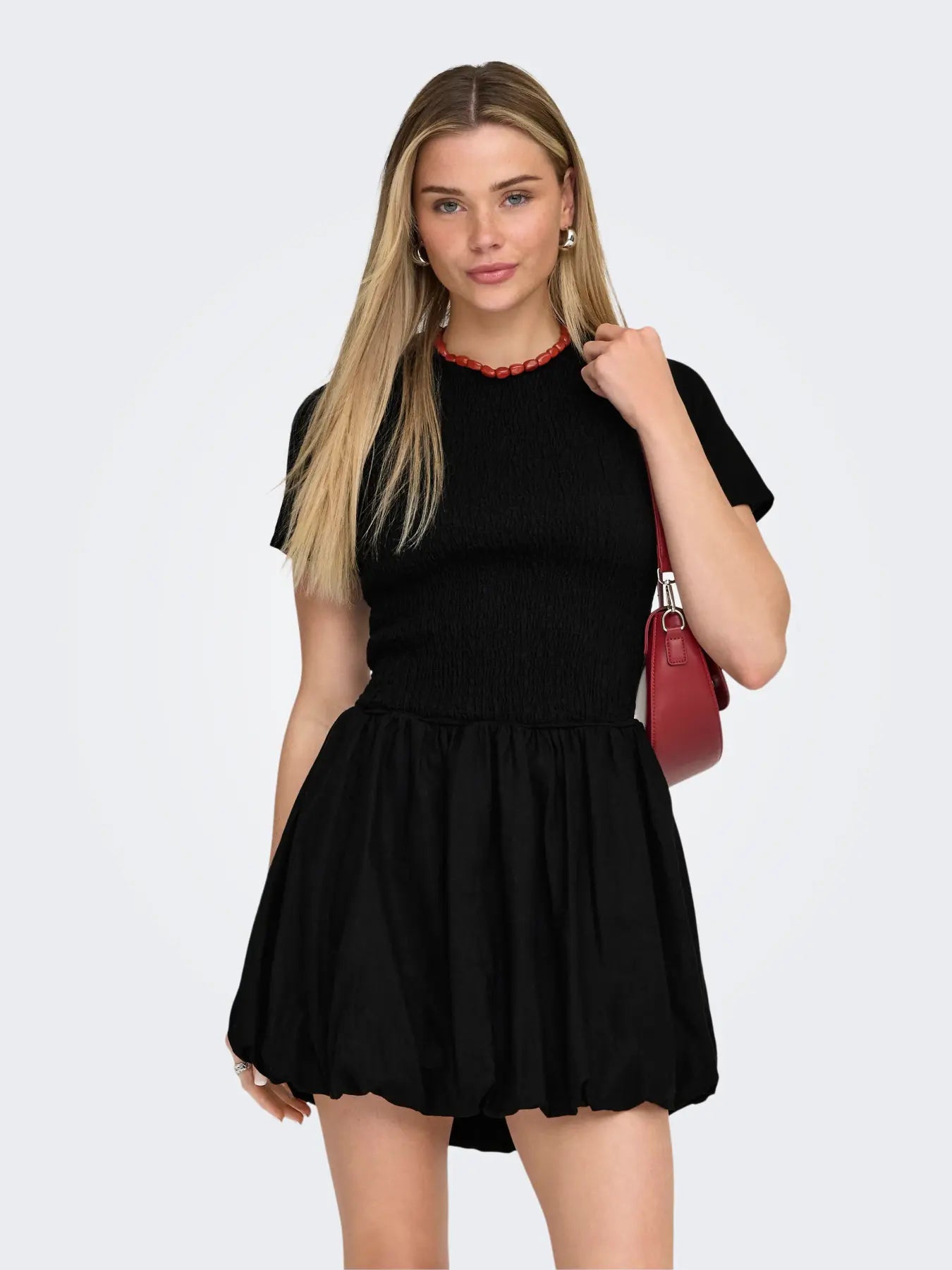 ONLY GOA LINEN BALLOON DRESS - BLACK