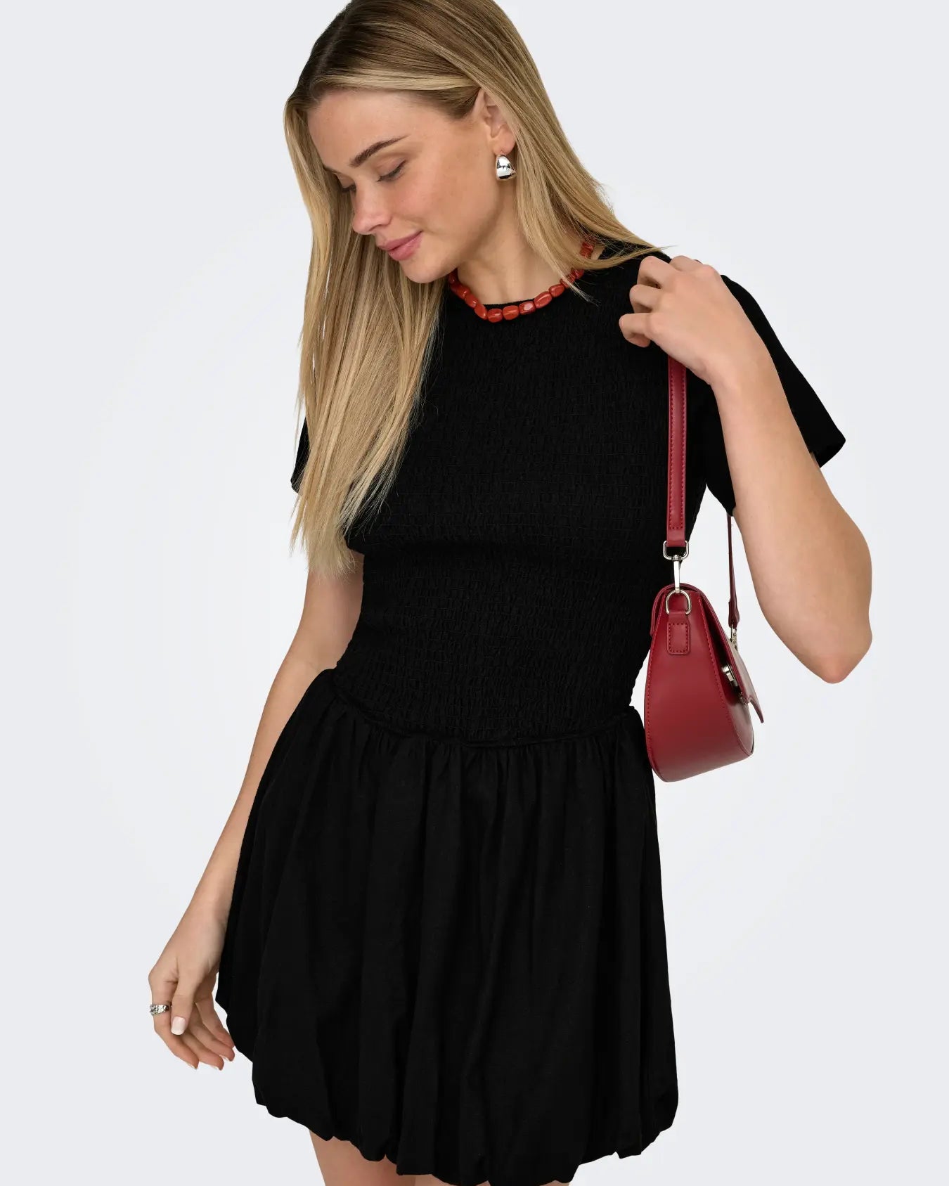 ONLY GOA LINEN BALLOON DRESS - BLACK