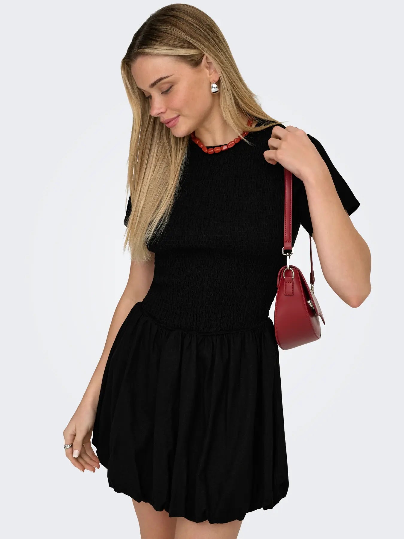 ONLY GOA LINEN BALLOON DRESS - BLACK