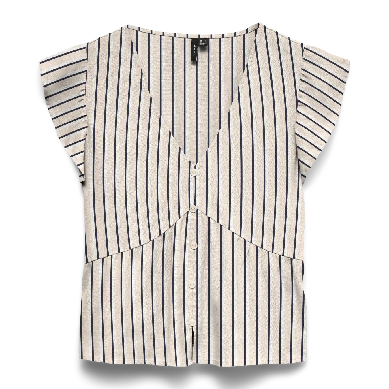 VM MYMYLO LINEN BLEND RUFFLE TOP - SILVER LINING