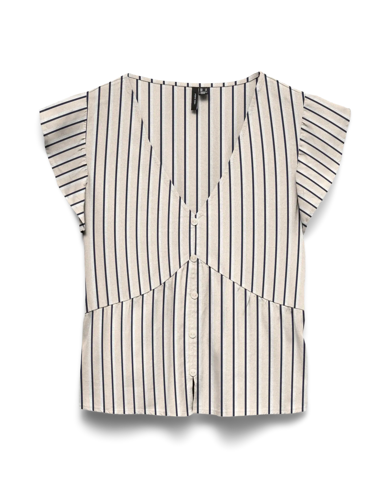 VM MYMYLO LINEN BLEND RUFFLE TOP - SILVER LINING