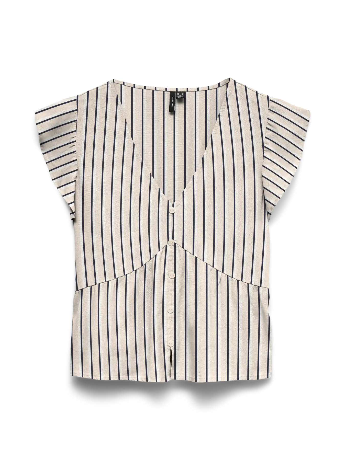 VM MYMYLO LINEN BLEND RUFFLE TOP - SILVER LINING