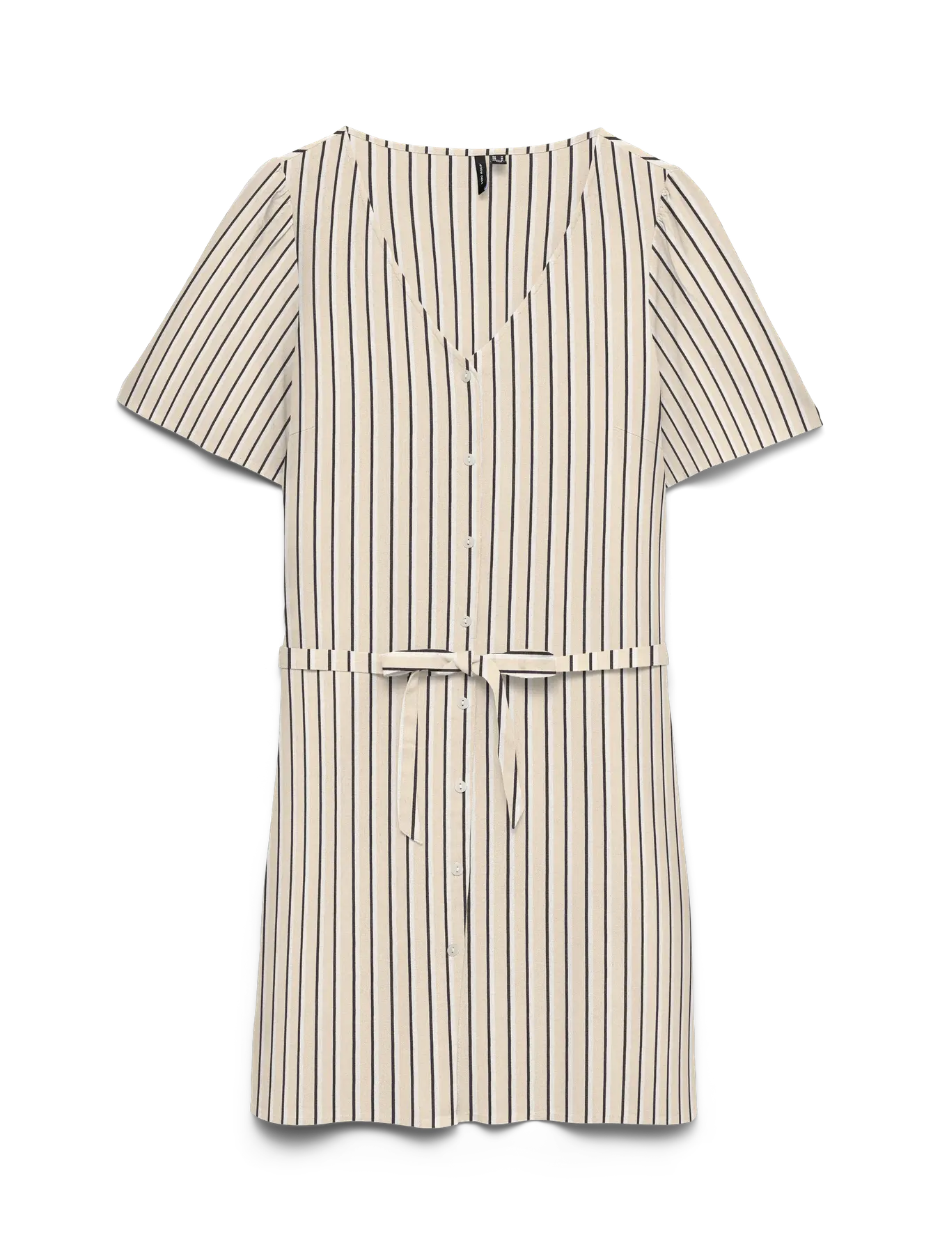 VM MYMYLOW LINEN BLEND BUTTON DRESS - SILVER LINING