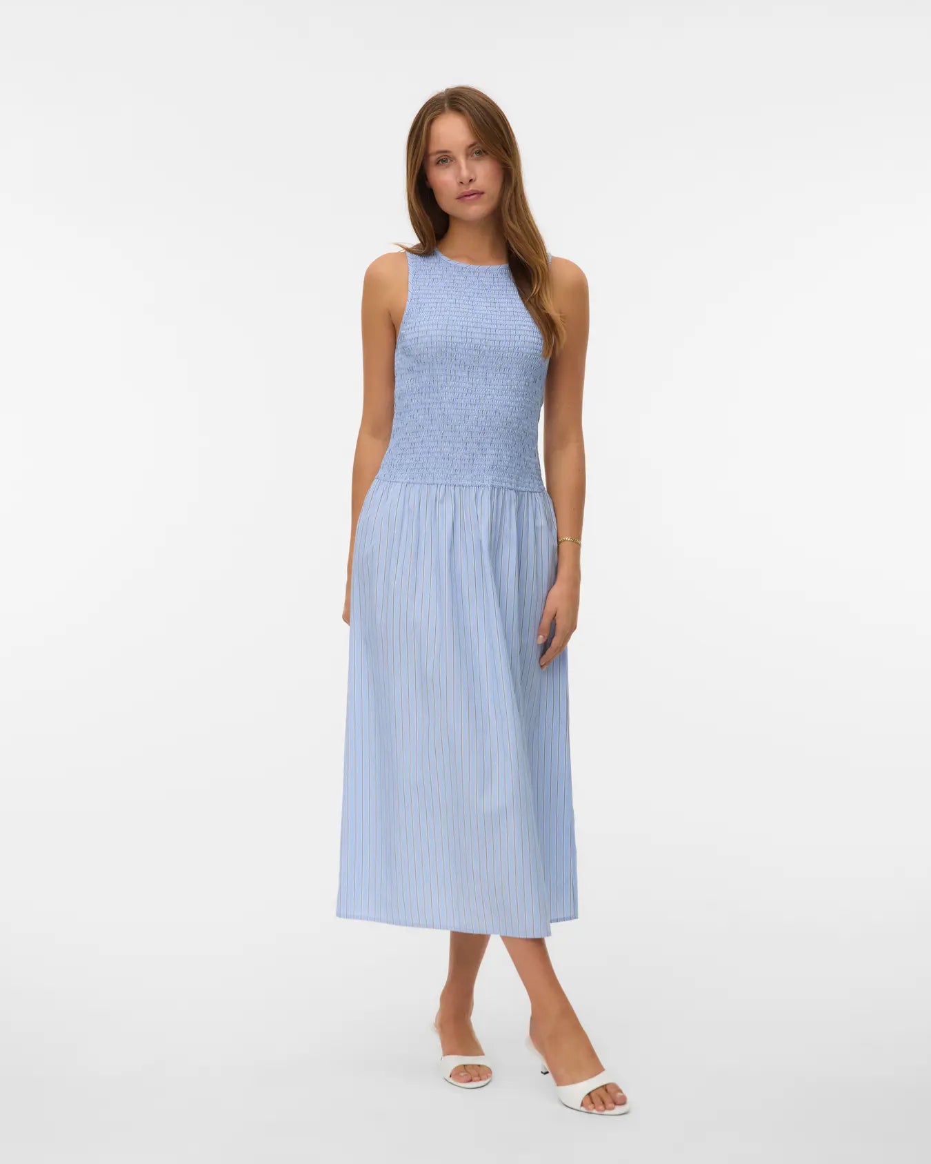 VM LEYA LONG SMOCK DRESS- BRUNNERA BLUE