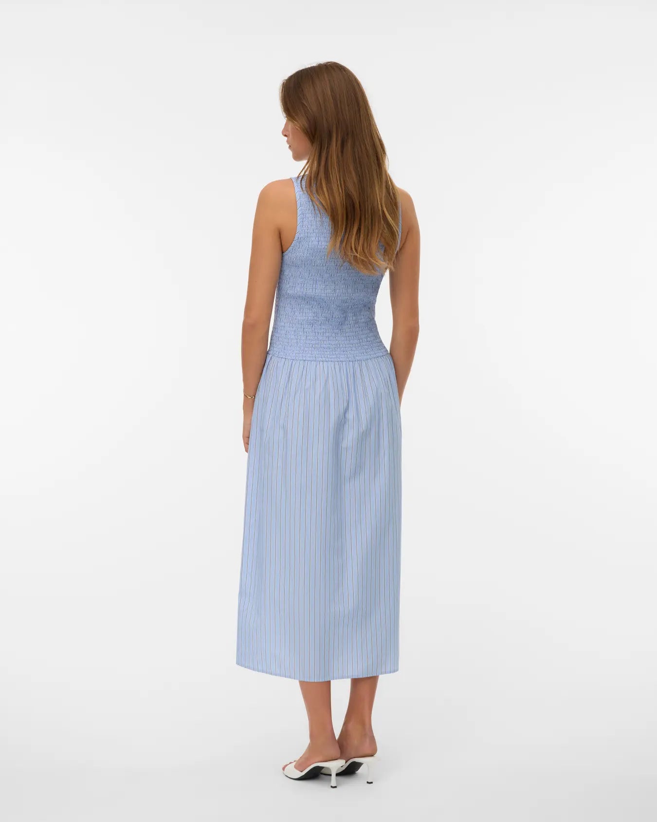 VM LEYA LONG SMOCK DRESS- BRUNNERA BLUE