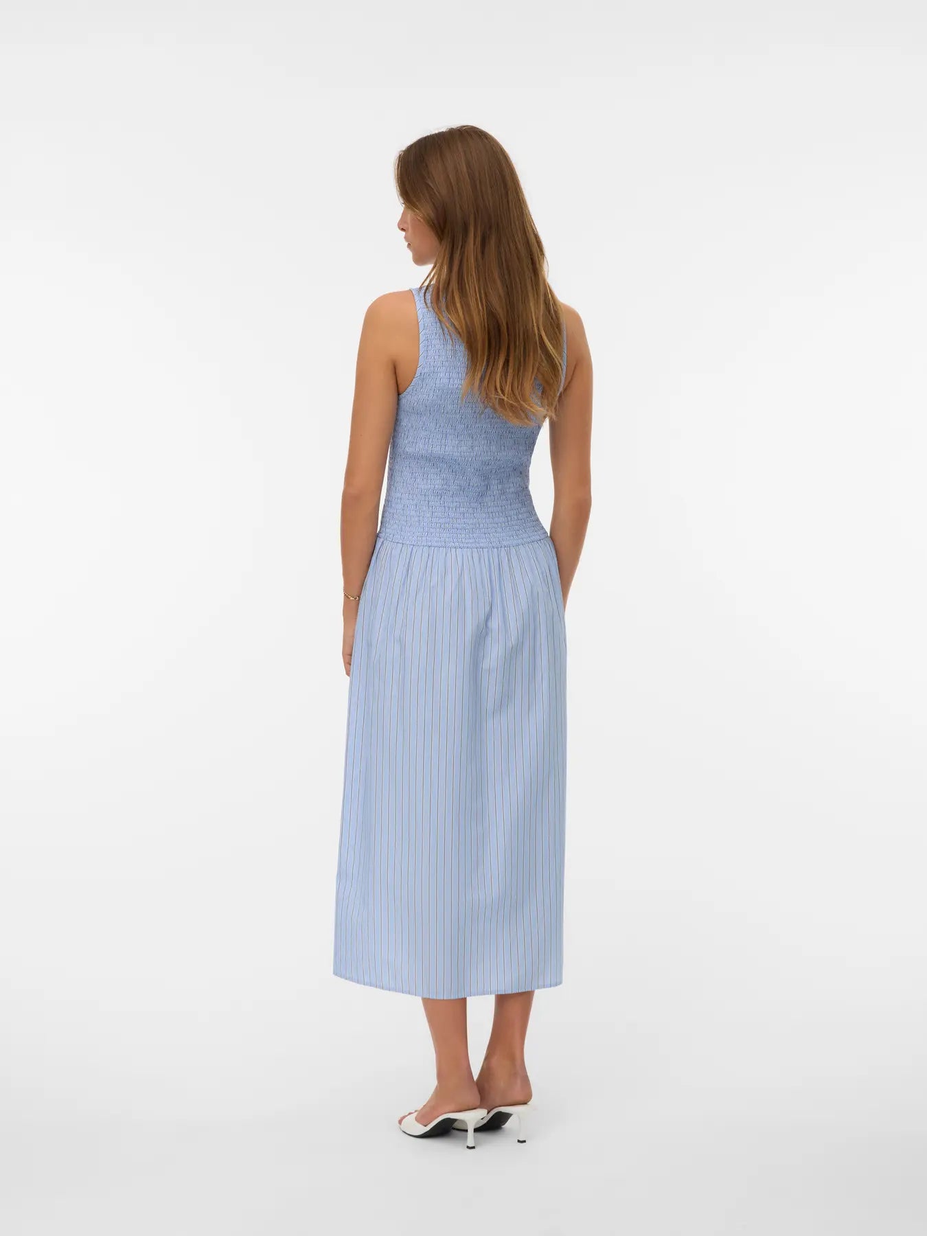VM LEYA LONG SMOCK DRESS- BRUNNERA BLUE