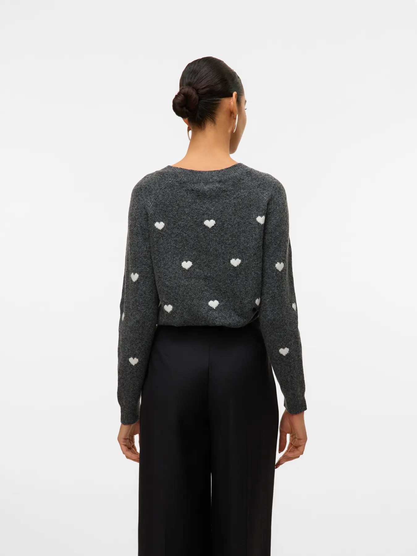 VM DOFFY PRINTED O NECK PULLOVER - DARK GREY