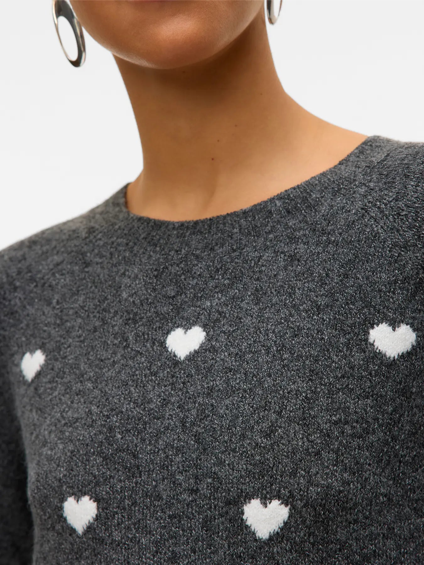 VM DOFFY PRINTED O NECK PULLOVER - DARK GREY