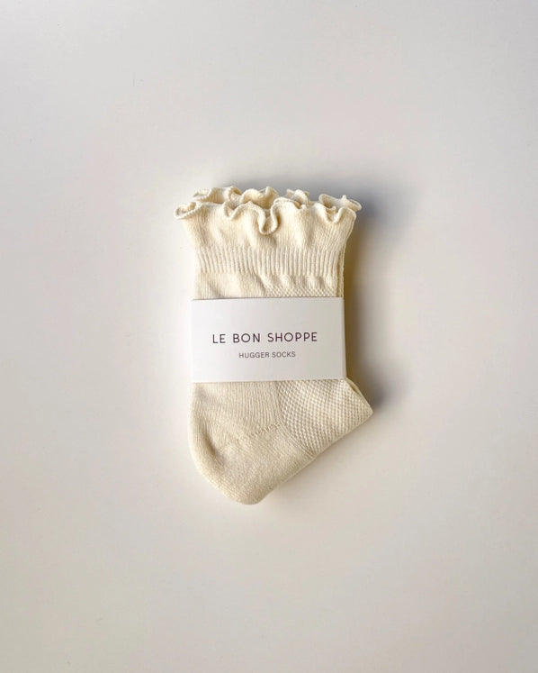 LE BON SHOPPE RUFFLED HUGGER SOCKS - CREAM