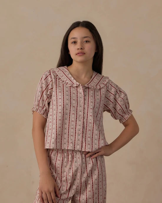 RYLEE + CRU TEENS RUFFLE PAJAMAS SET - CANDY CANE STRIPE