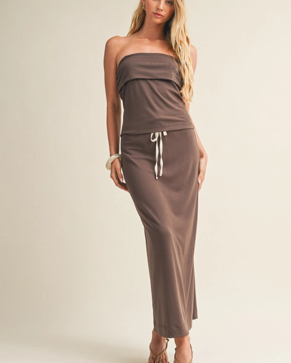 ATRANI 2PC KNIT JERSEY SET - ICED COFFEE