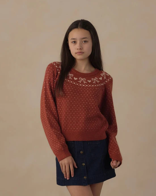 RYLEE + CRU TEEN FAIR ISLE SWEATER - RUBY