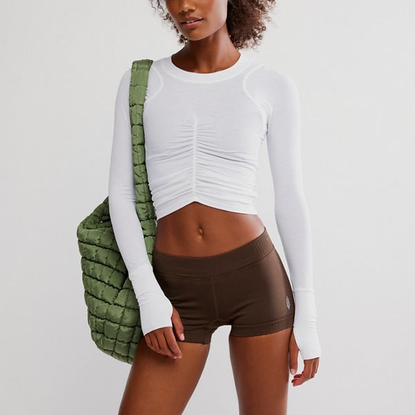 FREE PEOPLE TEMPO RUCHED TOP - WHITE