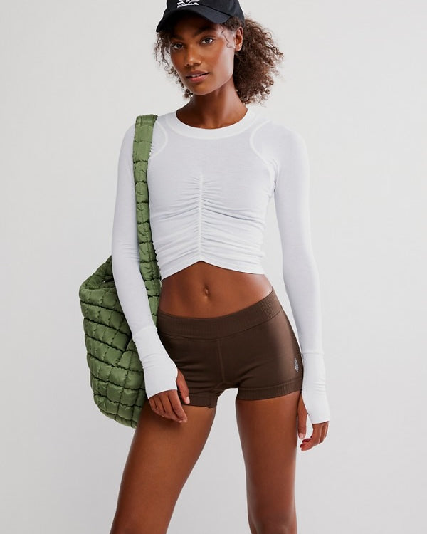 FREE PEOPLE TEMPO RUCHED TOP - WHITE